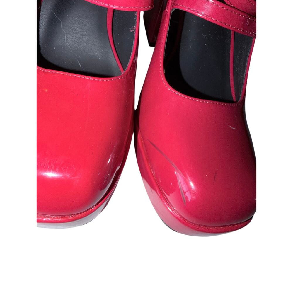 Dream pairs red patent block heel pumps double strap Maryjane shoes Dorothy 10 - Picture 3 of 8
